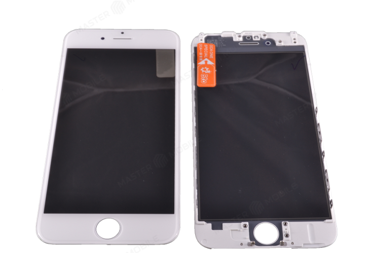 Стекло модуля для Apple iPhone 6 + OCA + Polaris (белый) (в рамке)