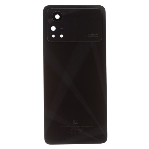 Задняя крышка для Xiaomi Poco X4 Pro 5G (2201116PG) (черный) (в сборе со стеклом камеры) (ORIG100)