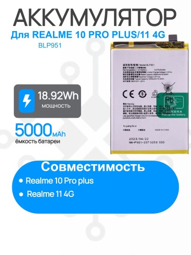 Аккумулятор для REALME 10 Pro Plus 5G / 11 4G (BLP951) Premium