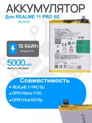 Аккумулятор для  REALME 11 Pro 5G (RMX3771) (BLPA15) / OPPO Find N3 Flip (CPH2519) / Reno 11 5G (CPH2599) Premium
