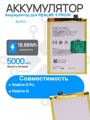 Аккумулятор для REALME 9 PRO (RMX3472) / 9i (RMX3491) (BLP911) Premium