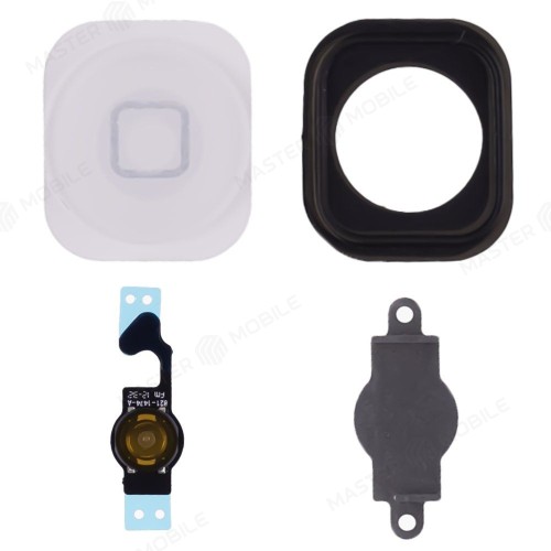 Шлейф для Apple iPhone 5 с держателем кнопки Home и резинкой (белый)