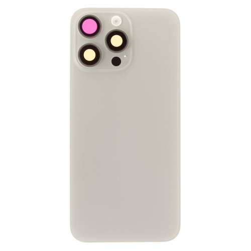 Задняя крышка для Apple iPhone 15 Pro Max (белый) (в сборе со стеклом камеры и шлейфом) (Premium)