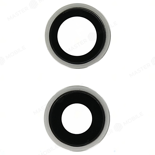 Стекло задней камеры для Apple iPhone 12 / iPhone 12 mini (комплект 2 шт.) (в рамке) (серебристый)