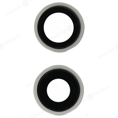 Стекло задней камеры для Apple iPhone 12 / iPhone 12 mini (комплект 2 шт.) (в рамке) (серебристый)