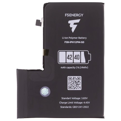 Аккумулятор для Apple iPhone 12 Pro Max (F5ENERGY) (усиленный) (4240 мАч) (SPECIAL EDITION) (с верификацией) + двухсторонний скотч