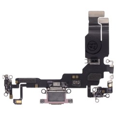 Шлейф для Apple iPhone 15 с комп. + разъем зарядки + микрофон (розовый) (ORIG100)