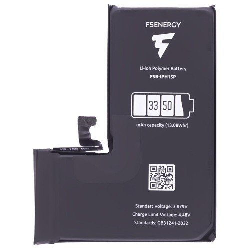 Аккумулятор для Apple iPhone 15 Pro (F5ENERGY) (усиленный) (3350 мАч) (SPECIAL EDITION) + двухсторонний скотч