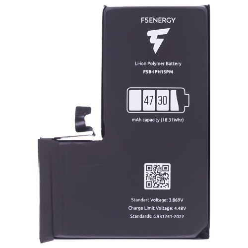 Аккумулятор для Apple iPhone 15 Pro Max (F5ENERGY) (усиленный) (4730 мАч) (SPECIAL EDITION) + двухсторонний скотч
