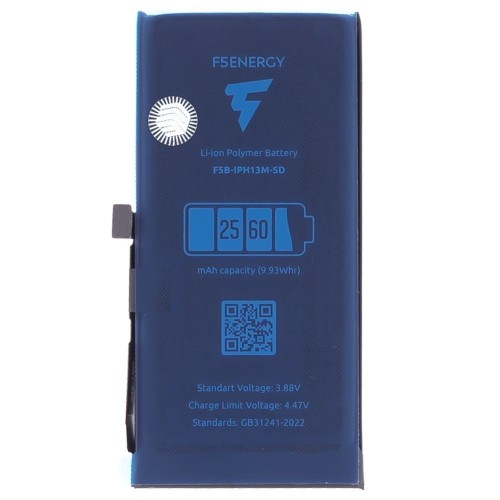 Аккумулятор для Apple iPhone 13 mini (F5ENERGY) (усиленный) (2560 мАч) (SPECIAL EDITION) (с верификацией) + двухсторонний скотч