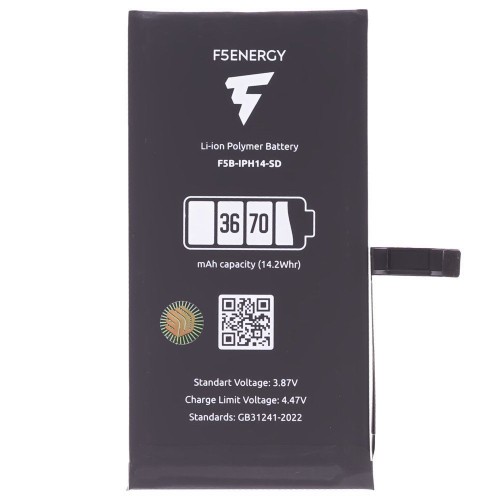 Аккумулятор для Apple iPhone 14 (F5ENERGY) (усиленный) (3670 мАч) (SPECIAL EDITION) (с верификацией) + двусторонний скотч